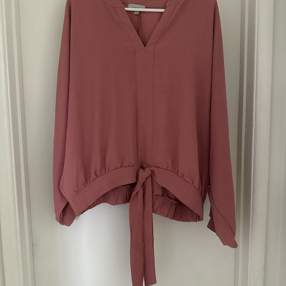 Chenault Salmon Relaxed Tie-Front Blouse